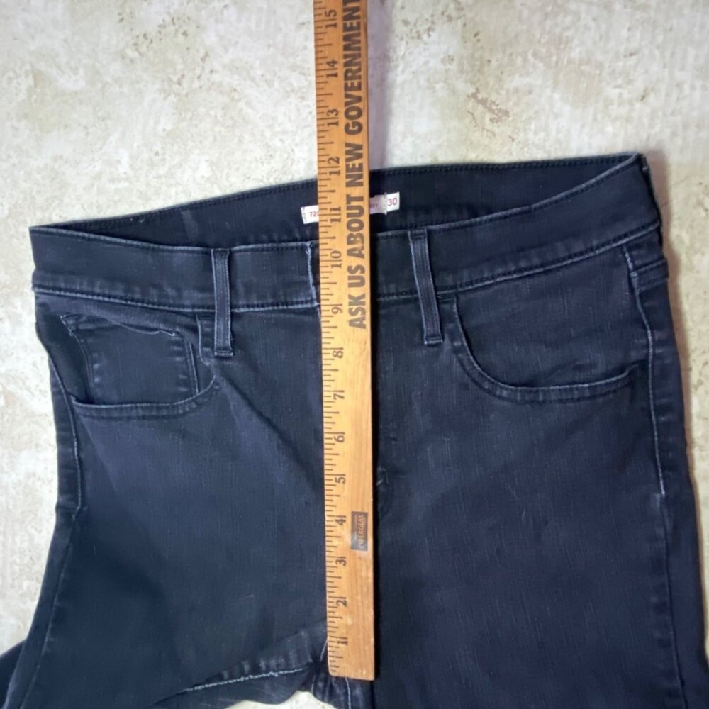 Levis 720 High Rise Super Skinny Jeans Size 30 Black Denim Womens Stretch - Picture 7 of 8